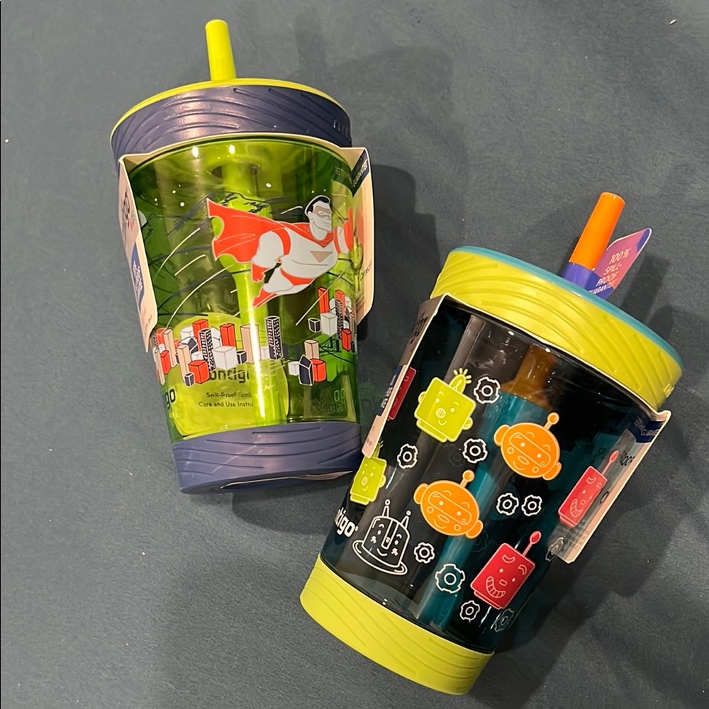 Contigo Superman and Robot 14oz Tumblers with Straws
